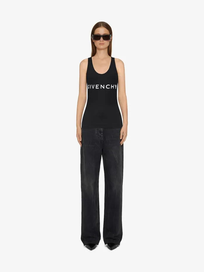 Givenchy GIVENCHY Archetype Slim Fit Tank Top In Cotton Black Women TShirts