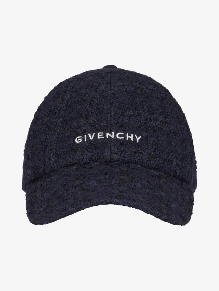 Givenchy GIVENCHY Embroidered Cap In Tweed Dark Blue Women Beanies and Caps