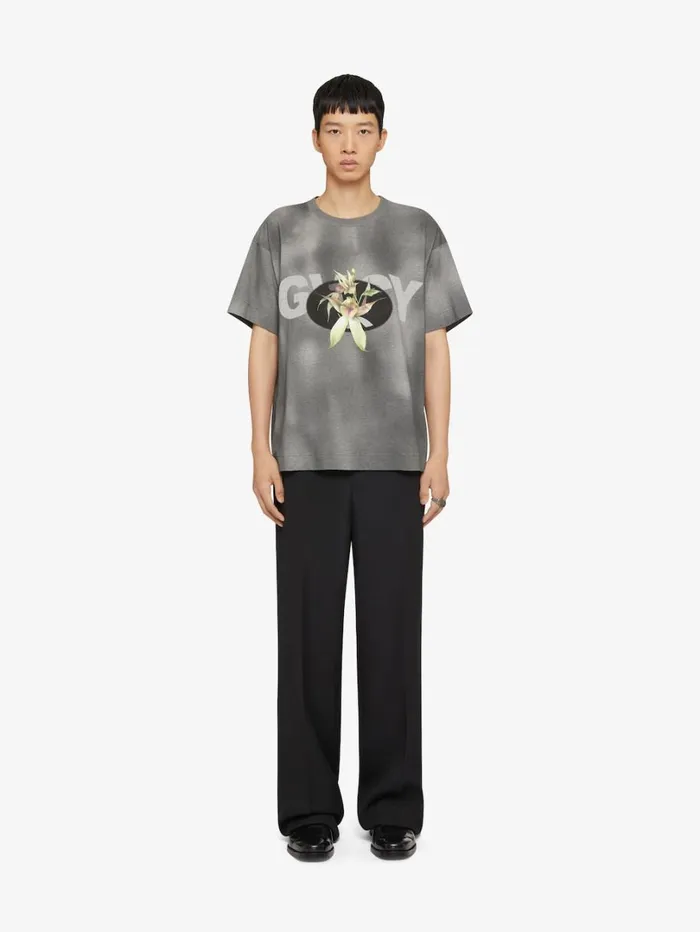 Givenchy GIVENCHY Flower Boxy Fit Tshirt In Tie And Dye Cotton Black Men TShirts