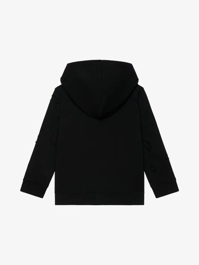 Givenchy GIVENCHY Hooded Sweatshirt In Partly Destroyed Fleece Black Men Boy 4 To 12 Years