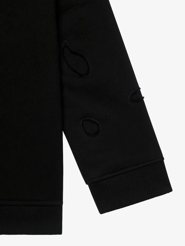 Givenchy GIVENCHY Hooded Sweatshirt In Partly Destroyed Fleece Black Men Boy 4 To 12 Years