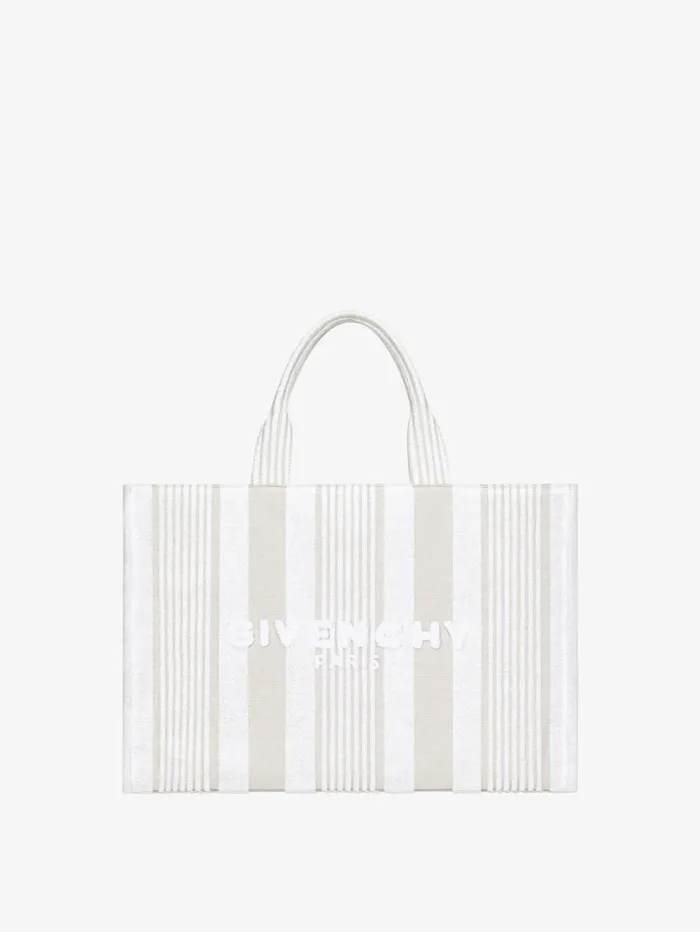 Givenchy GIVENCHY Tote Bag In Cotton Towelling With Stripes Ivory Men Crossbody Bags