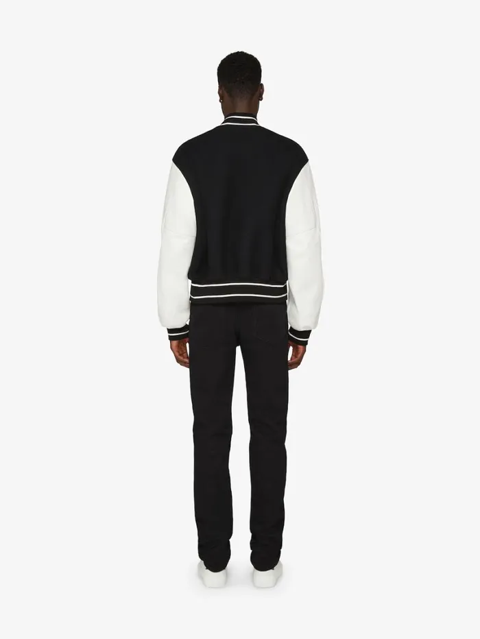Givenchy GIVENCHY Varsity Jacket In Wool And Leather Blackwhite Men Outerwear and Blousons