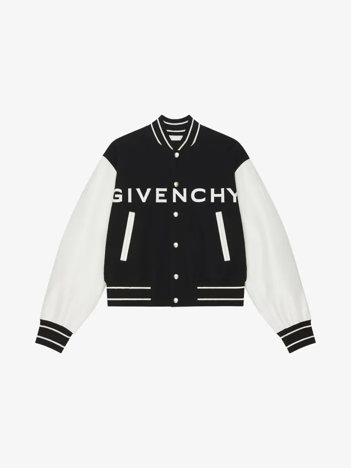 Givenchy GIVENCHY Varsity Jacket In Wool And Leather Blackwhite Men Outerwear and Blousons