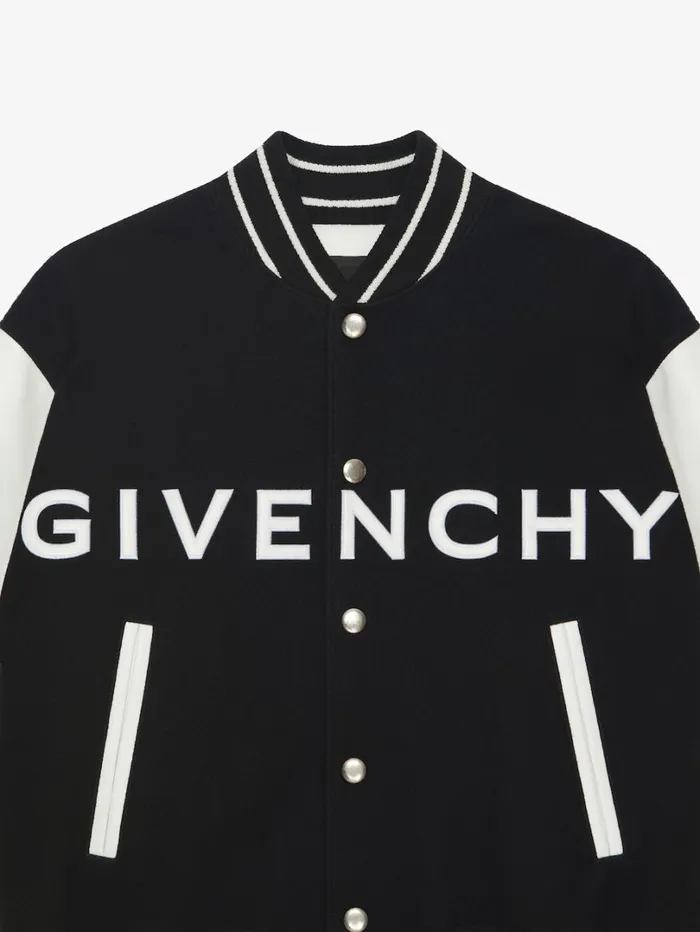 Givenchy GIVENCHY Varsity Jacket In Wool And Leather Blackwhite Men Outerwear and Blousons