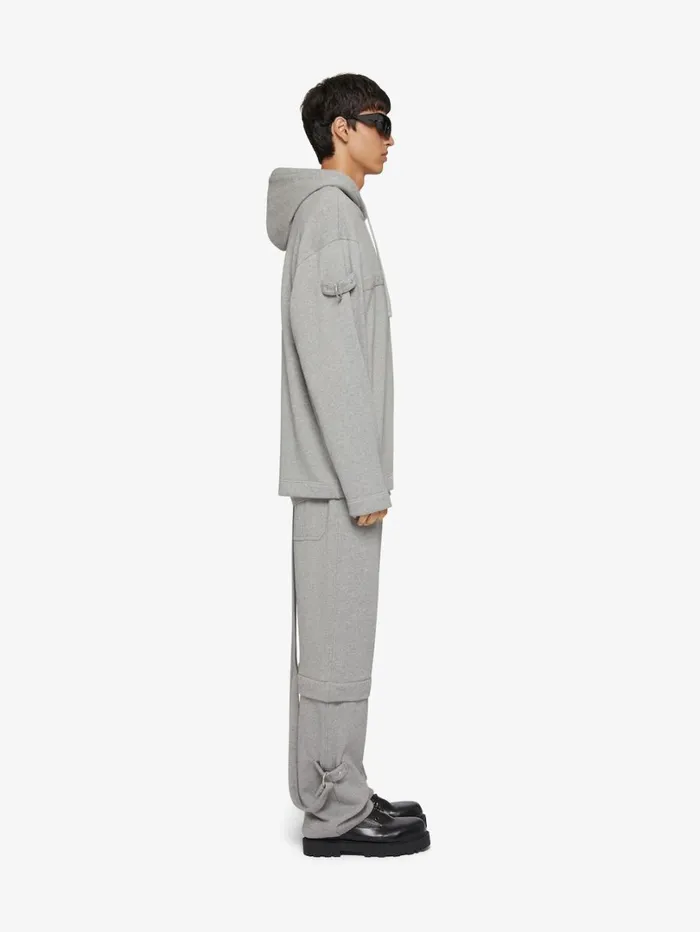 Givenchy Hoodie In Fleece With Metal Details Light Grey Melange Men Sweatshirts and Hoodies
