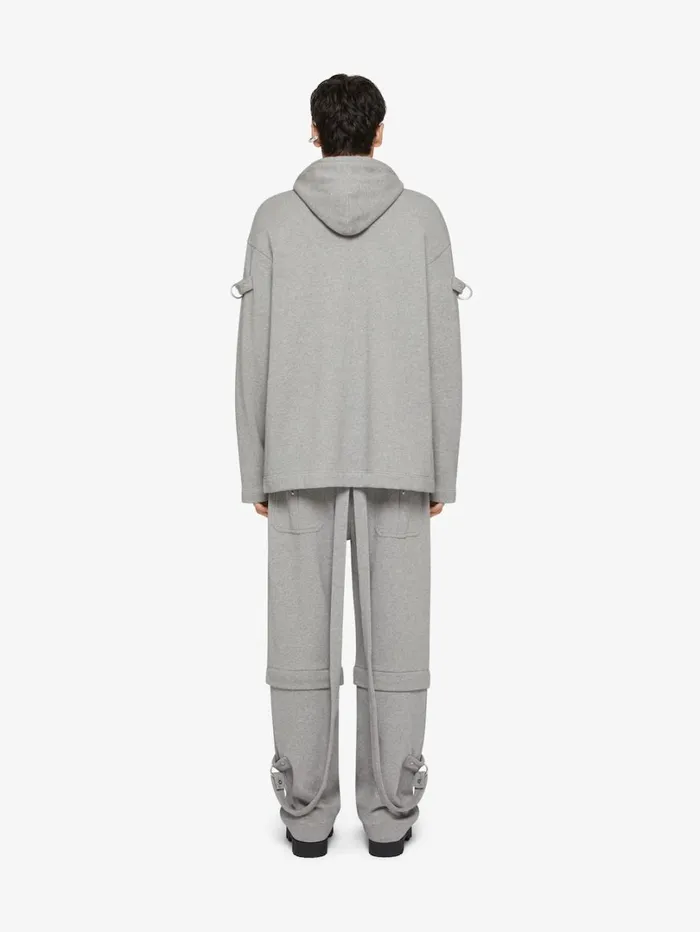Givenchy Hoodie In Fleece With Metal Details Light Grey Melange Men Sweatshirts and Hoodies