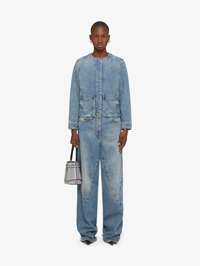 Givenchy Jacket In Denim With Chain Details Medium Blue Women Outerwear and Blousons Givenchy Jacket In Denim With Chain Details Medium Blue Women Outerwear and Blousons