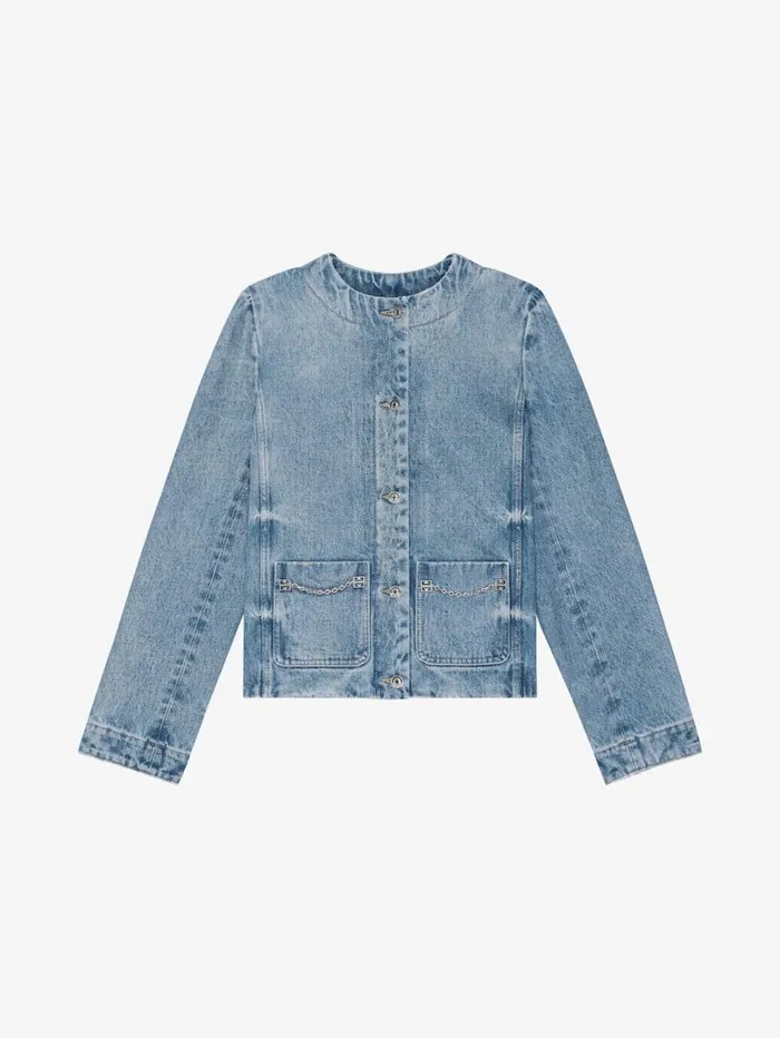 Givenchy Jacket In Denim With Chain Details Medium Blue Women Outerwear and Blousons