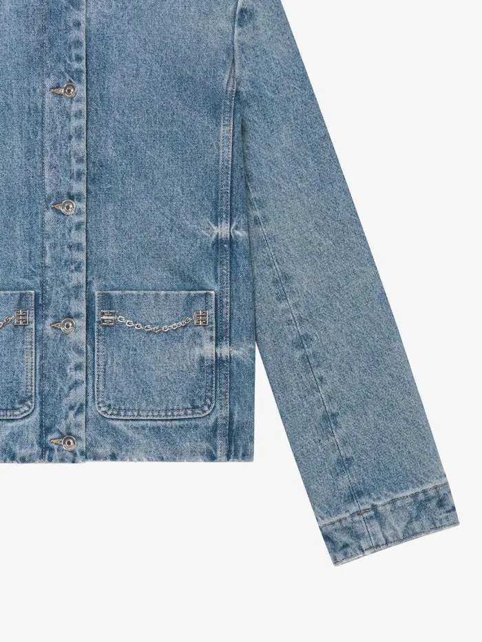 Givenchy Jacket In Denim With Chain Details Medium Blue Women Outerwear and Blousons