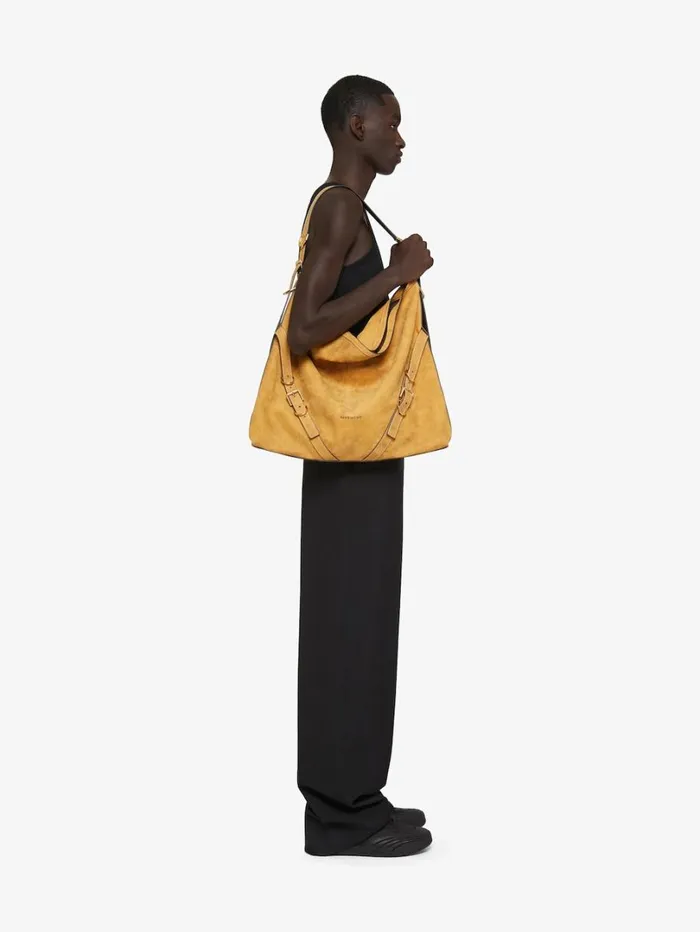 Givenchy Large Voyou Bag In Nubuck Beige Camel Men Crossbody Bags