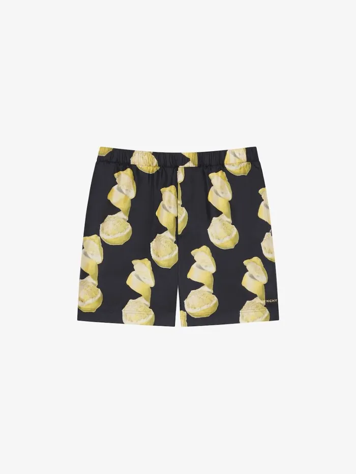 Givenchy Long Swim Shorts With Lemon Print Blackyellow Men Pants and Shorts