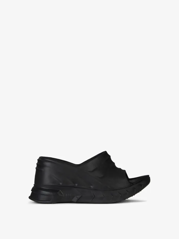 Givenchy Marshmallow Wedge Sandals In Rubber Black Women Slides and Sandals