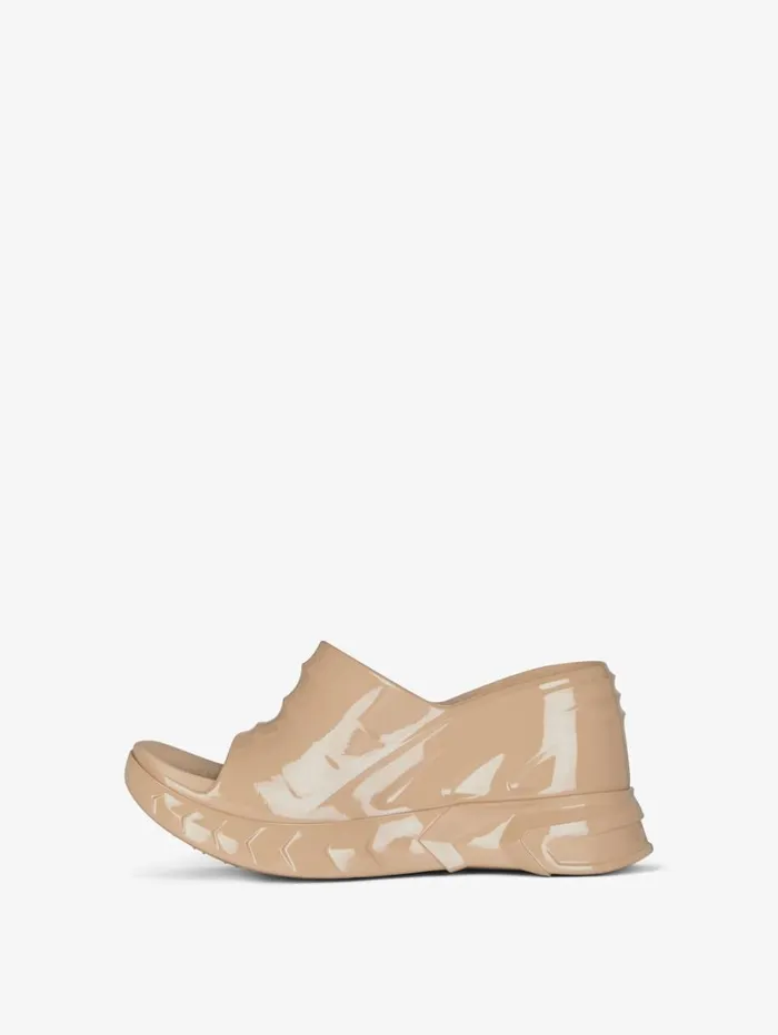 Givenchy Marshmallow Wedge Sandals In Rubber Nude Women Shark Lock Givenchy Marshmallow Wedge Sandals In Rubber Nude Women Shark Lock