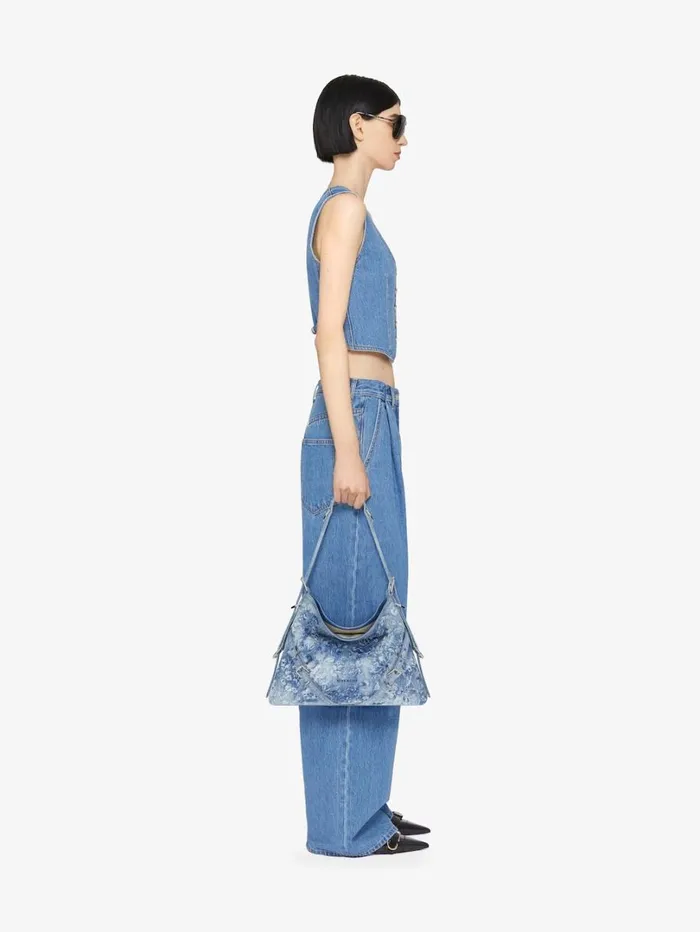 Givenchy Medium Voyou Bag In Washed Embroidered Denim Medium Blue Women Shoulder Bags Givenchy Medium Voyou Bag In Washed Embroidered Denim Medium Blue Women Shoulder Bags