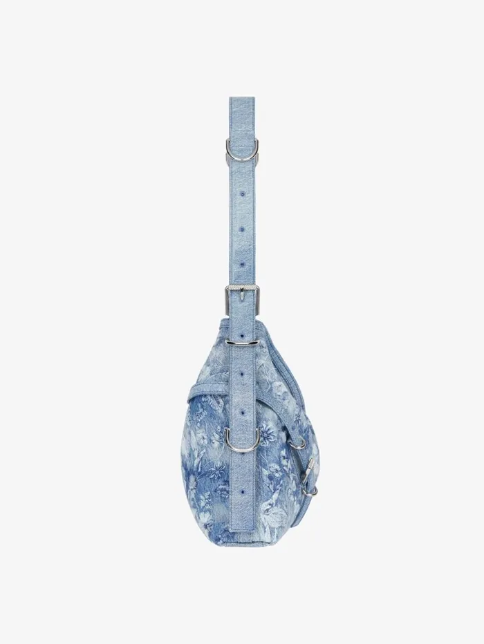 Givenchy Medium Voyou Bag In Washed Embroidered Denim Medium Blue Women Shoulder Bags Givenchy Medium Voyou Bag In Washed Embroidered Denim Medium Blue Women Shoulder Bags