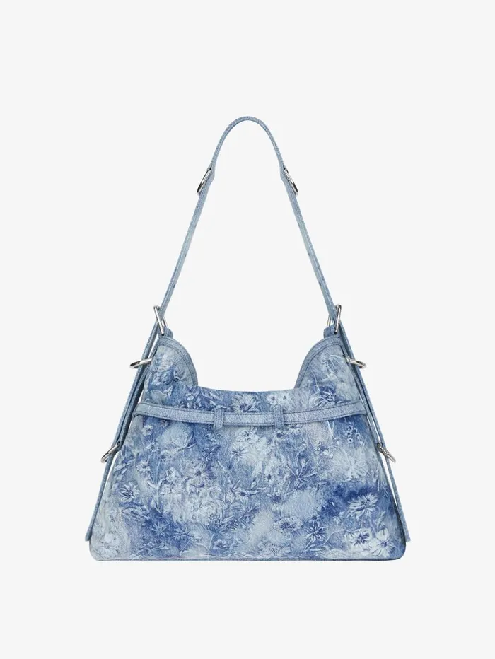 Givenchy Medium Voyou Bag In Washed Embroidered Denim Medium Blue Women Shoulder Bags Givenchy Medium Voyou Bag In Washed Embroidered Denim Medium Blue Women Shoulder Bags