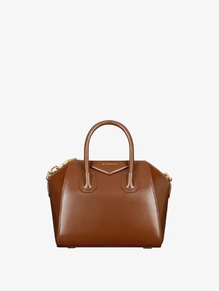 Givenchy Mini Antigona Bag In Box Leather Walnut Brown Women Crossbody Bags