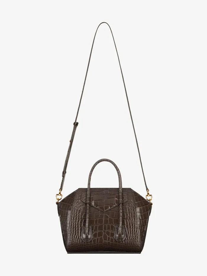 Givenchy Mini Antigona Lock Bag In Crocodile Dark Brown Women Crossbody Bags Givenchy Mini Antigona Lock Bag In Crocodile Dark Brown Women Crossbody Bags