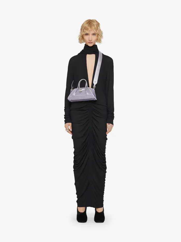 Givenchy Mini Antigona Stretch Bag In Satin With Strass Lavender Women Crossbody Bags Givenchy Mini Antigona Stretch Bag In Satin With Strass Lavender Women Crossbody Bags