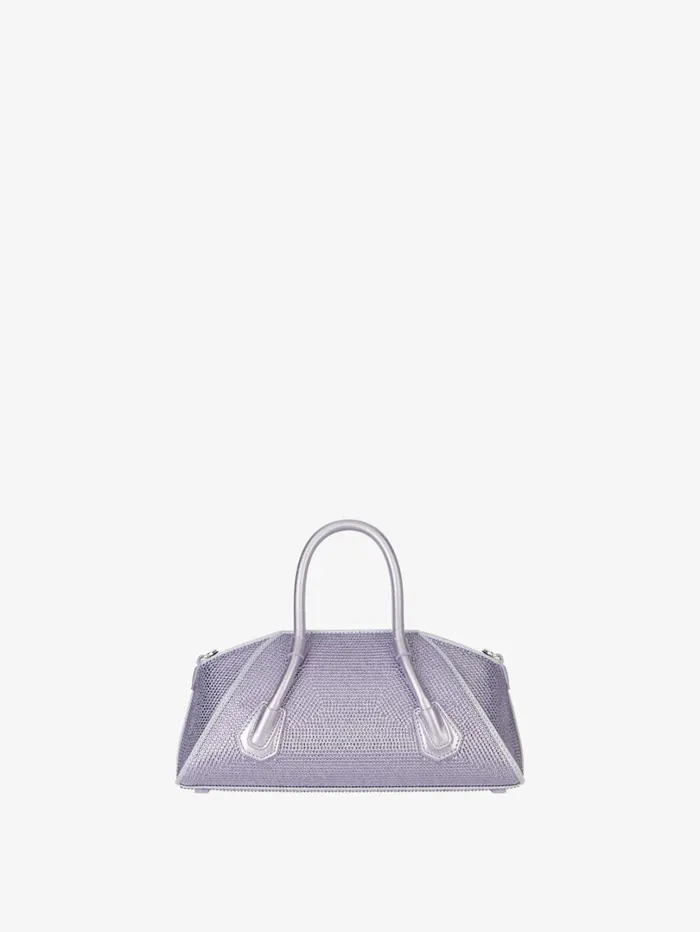 Givenchy Mini Antigona Stretch Bag In Satin With Strass Lavender Women Crossbody Bags Givenchy Mini Antigona Stretch Bag In Satin With Strass Lavender Women Crossbody Bags
