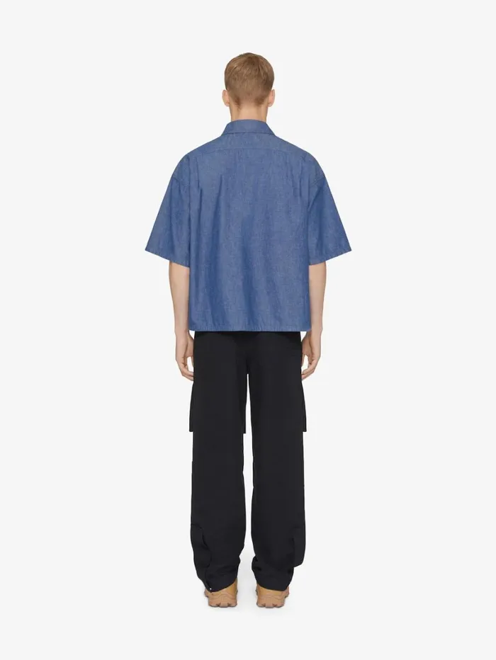 Givenchy Overshirt In Denim Chambray Light Blue Men Shirts