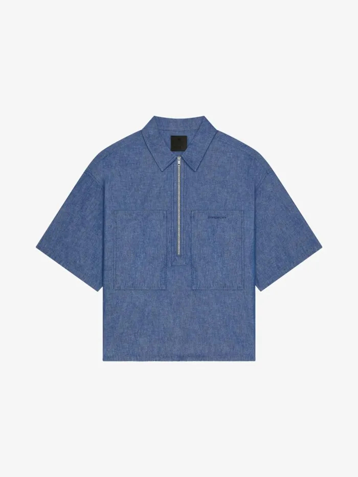 Givenchy Overshirt In Denim Chambray Light Blue Men Shirts