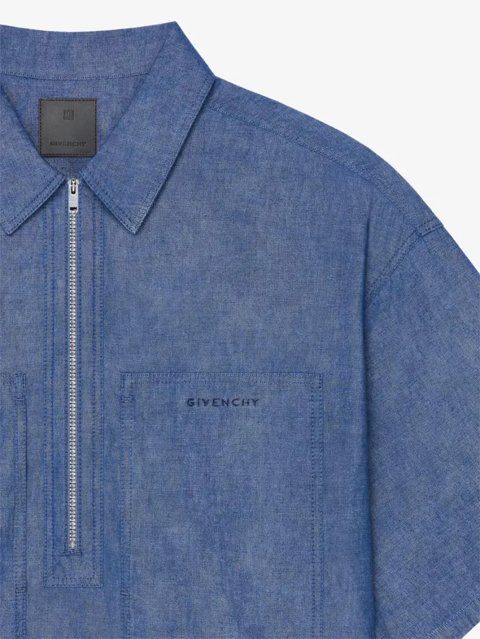 Givenchy Overshirt In Denim Chambray Light Blue Men Shirts