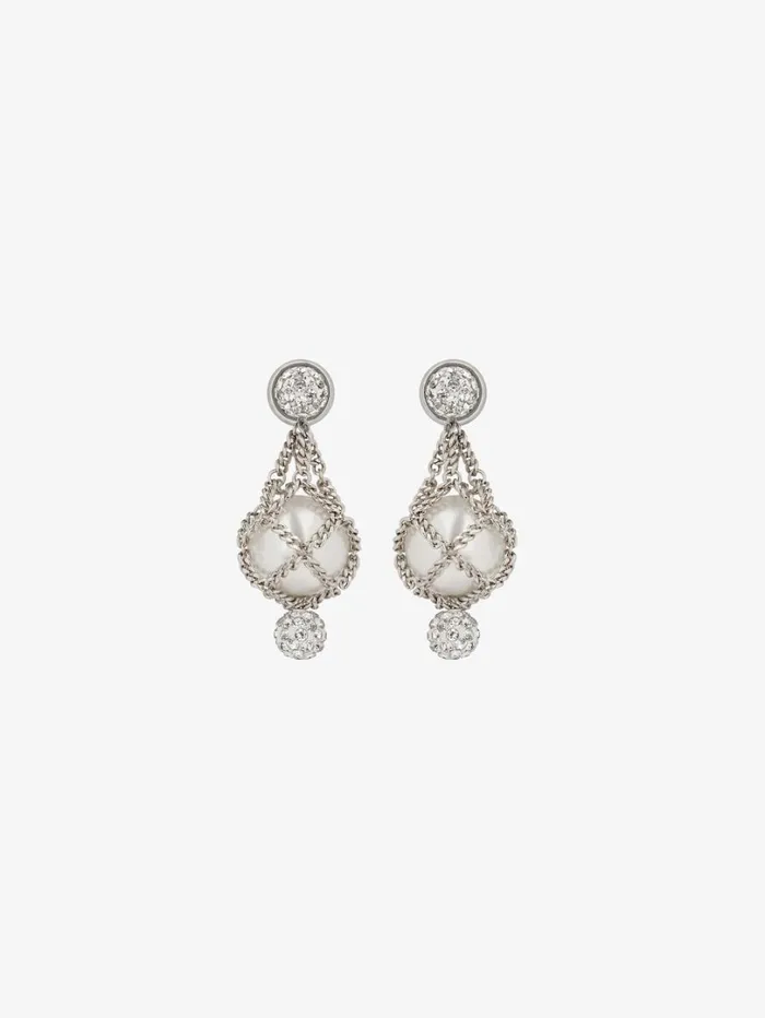 Givenchy Pearling Earrings In Metal With Pearls And Crystals Whitesilvery Women Jewelry Givenchy Pearling Earrings In Metal With Pearls And Crystals Whitesilvery Women Jewelry