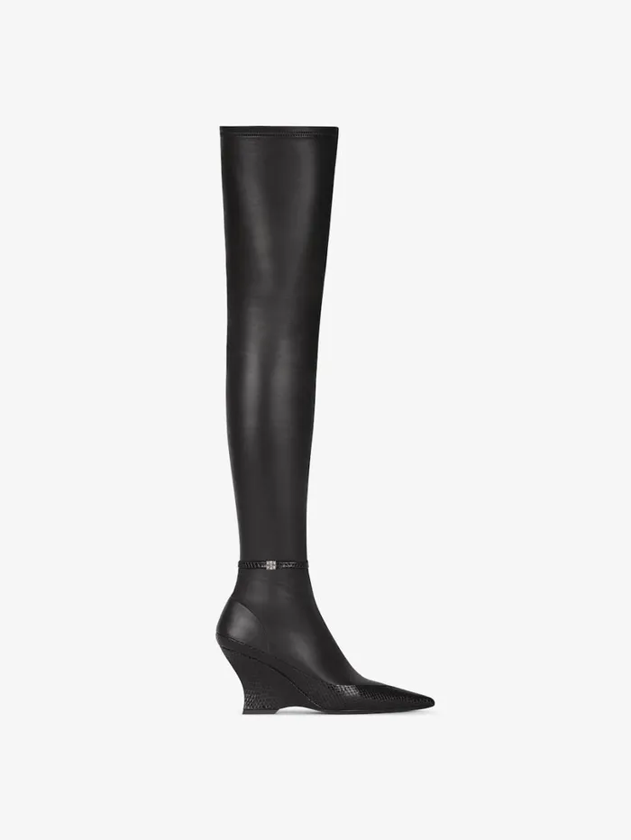 Givenchy Raven Overtheknee Boots In Leather And Ayers Black Women Boots and Booties