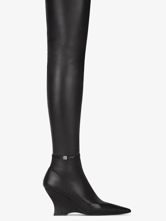 Givenchy Raven Overtheknee Boots In Leather And Ayers Black Women Boots and Booties Givenchy Raven Overtheknee Boots In Leather And Ayers Black Women Boots and Booties