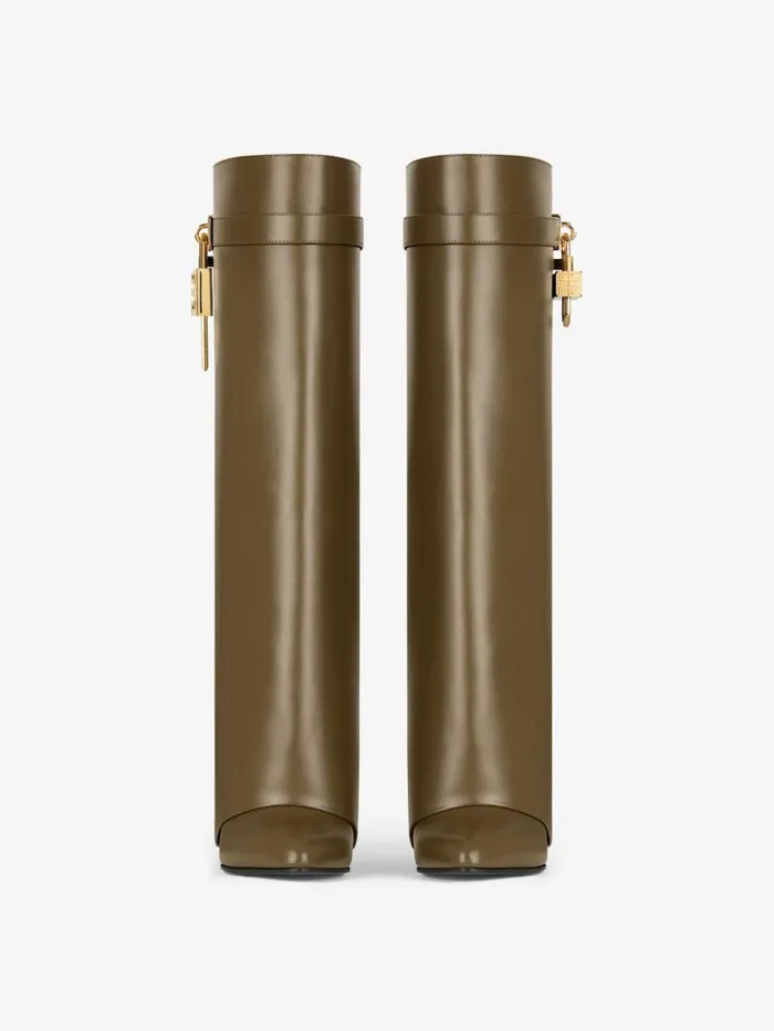 Givenchy Shark Lock Boots In Leather Dark Khaki Women Shark Lock Givenchy Shark Lock Boots In Leather Dark Khaki Women Shark Lock