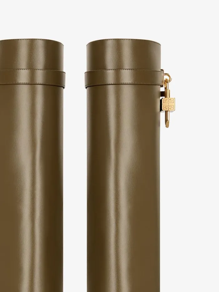 Givenchy Shark Lock Boots In Leather Dark Khaki Women Shark Lock Givenchy Shark Lock Boots In Leather Dark Khaki Women Shark Lock