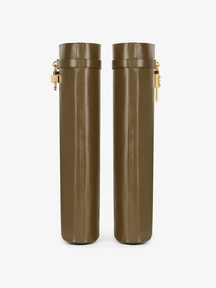 Givenchy Shark Lock Boots In Leather Dark Khaki Women Shark Lock Givenchy Shark Lock Boots In Leather Dark Khaki Women Shark Lock