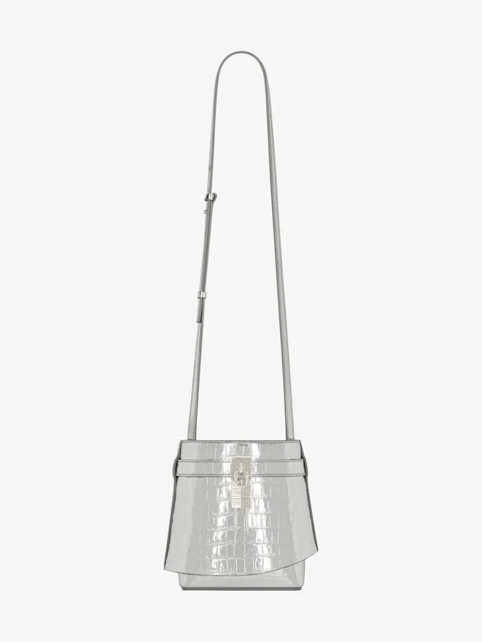 Givenchy Shark Lock Bucket Bag In Crocodile Effect Leather Light Silvery Women Crossbody Bags Givenchy Shark Lock Bucket Bag In Crocodile Effect Leather Light Silvery Women Crossbody Bags