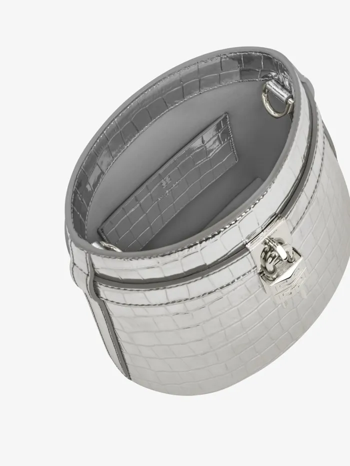 Givenchy Shark Lock Bucket Bag In Crocodile Effect Leather Light Silvery Women Crossbody Bags Givenchy Shark Lock Bucket Bag In Crocodile Effect Leather Light Silvery Women Crossbody Bags