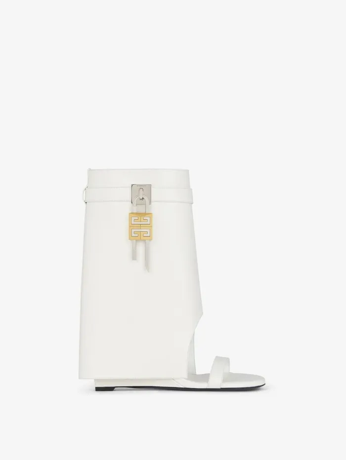 Givenchy Shark Lock Sandal Boots In Leather Ivory Women Shark Lock