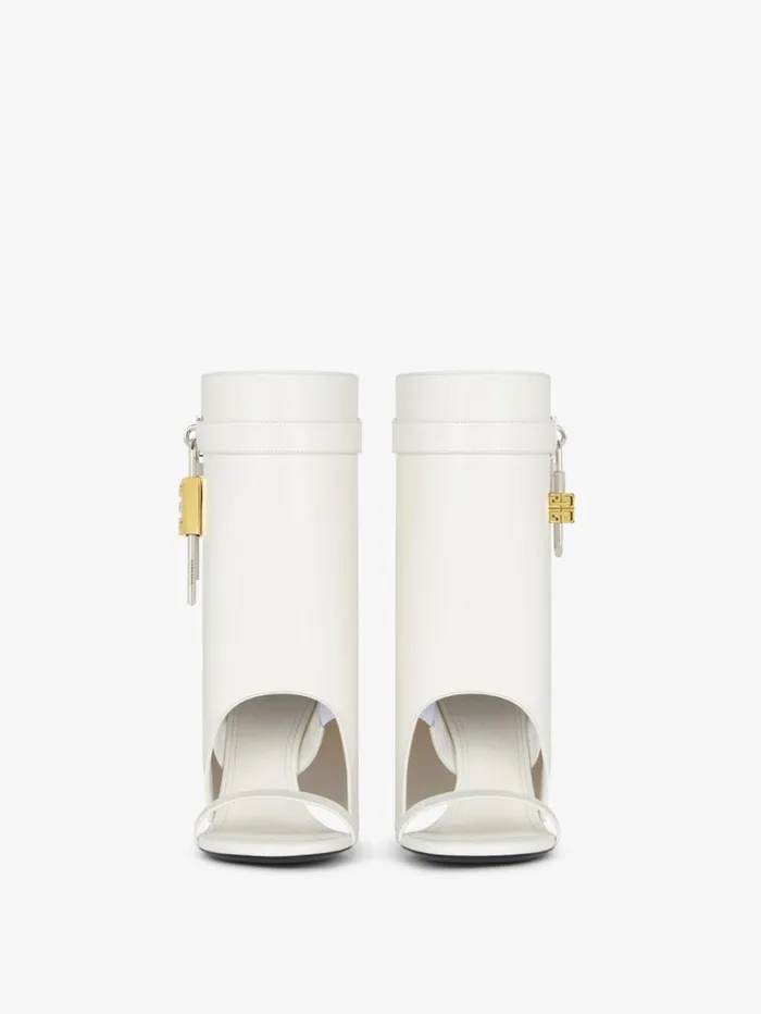 Givenchy Shark Lock Sandal Boots In Leather Ivory Women Shark Lock Givenchy Shark Lock Sandal Boots In Leather Ivory Women Shark Lock