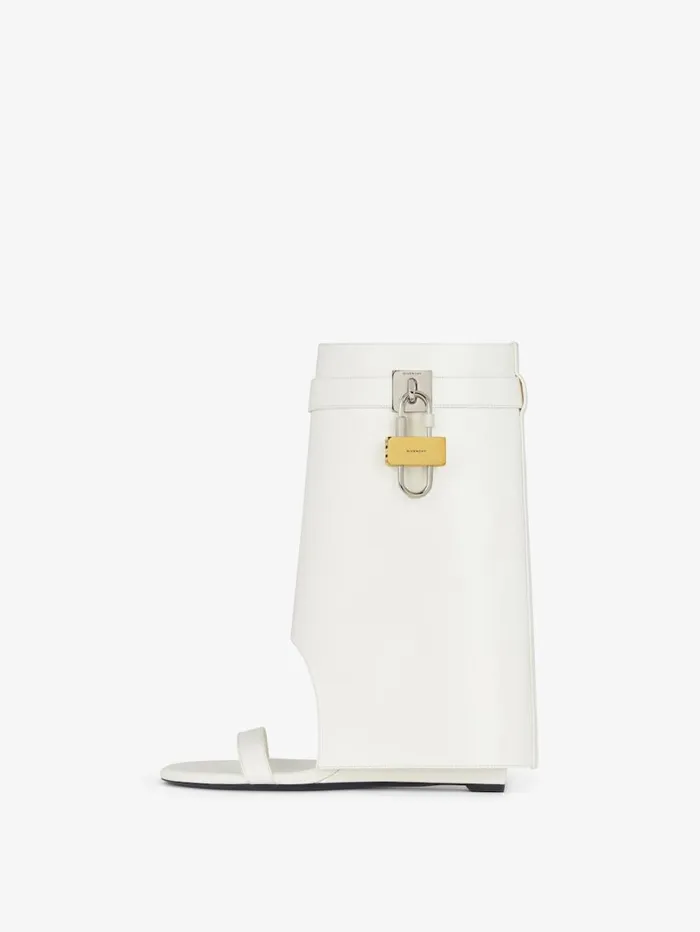 Givenchy Shark Lock Sandal Boots In Leather Ivory Women Shark Lock Givenchy Shark Lock Sandal Boots In Leather Ivory Women Shark Lock