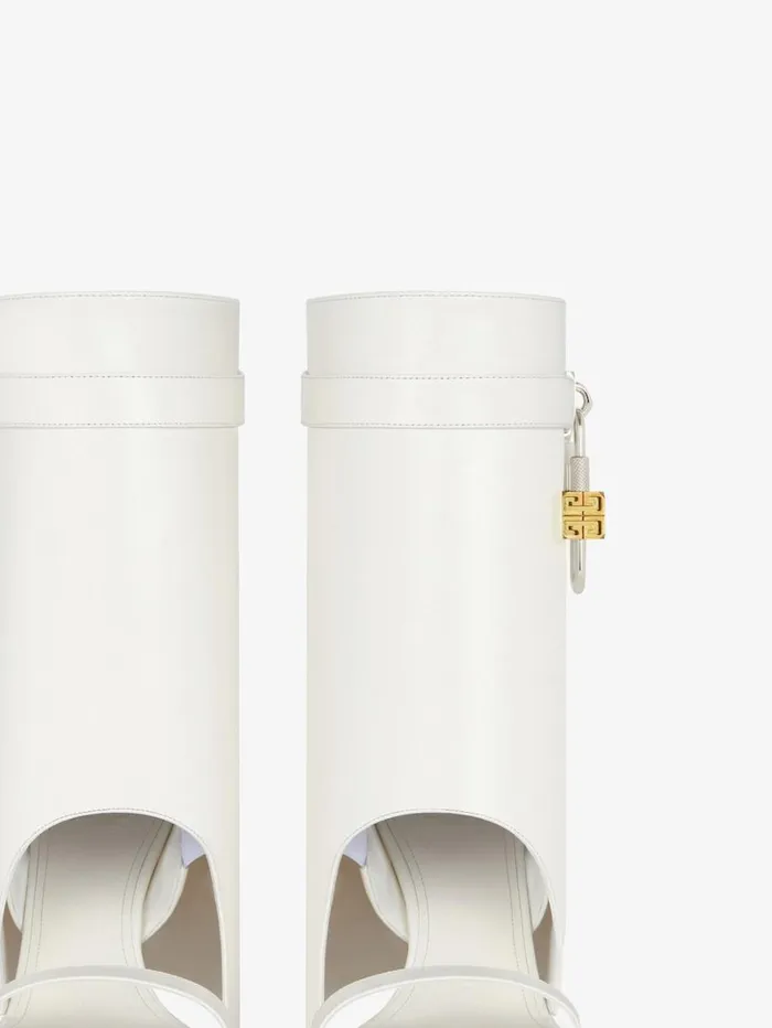 Givenchy Shark Lock Sandal Boots In Leather Ivory Women Shark Lock Givenchy Shark Lock Sandal Boots In Leather Ivory Women Shark Lock
