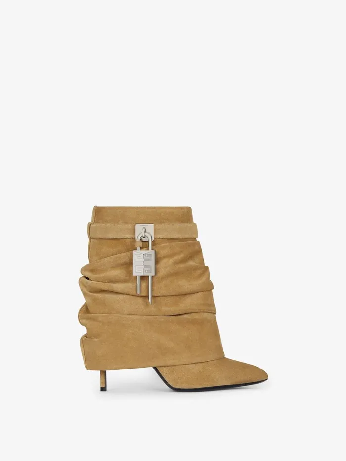 Givenchy Shark Lock Stiletto Ankle Boots In Suede Hazel Women Shark Lock