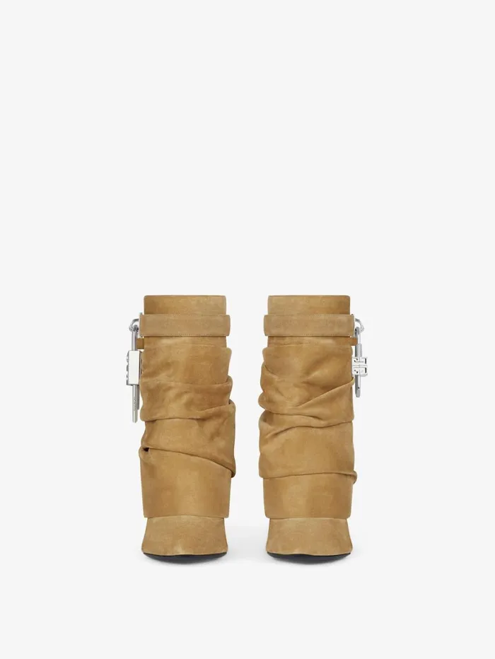 Givenchy Shark Lock Stiletto Ankle Boots In Suede Hazel Women Shark Lock