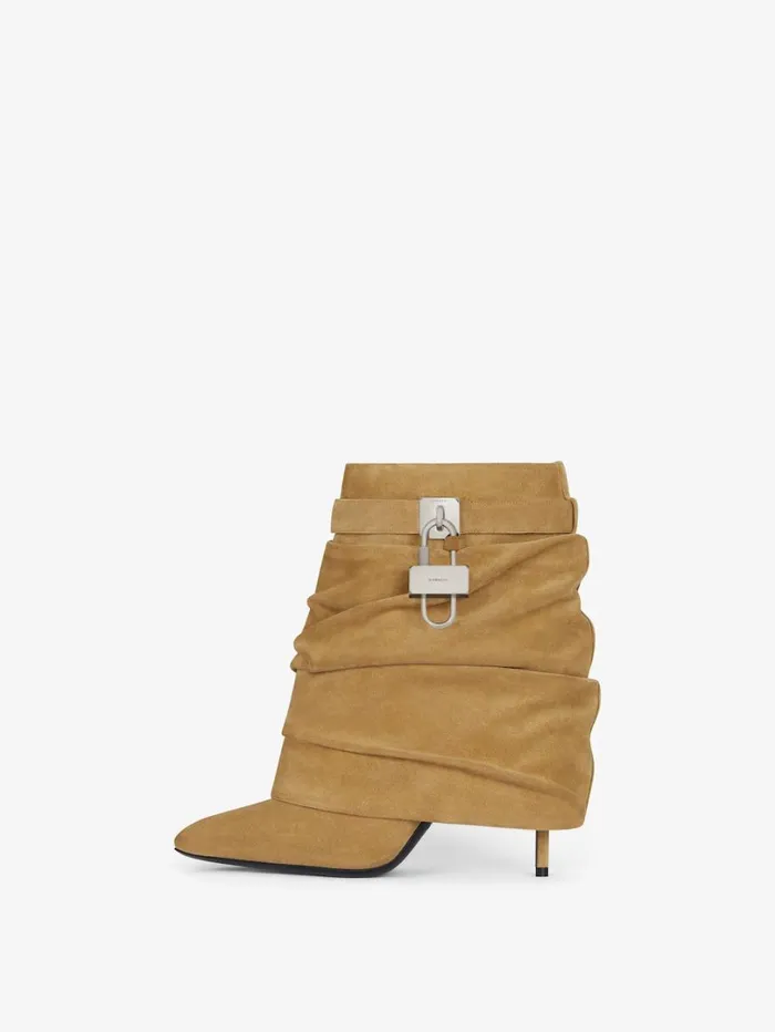 Givenchy Shark Lock Stiletto Ankle Boots In Suede Hazel Women Shark Lock
