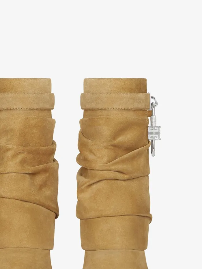 Givenchy Shark Lock Stiletto Ankle Boots In Suede Hazel Women Shark Lock