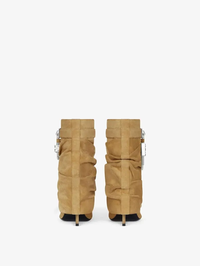 Givenchy Shark Lock Stiletto Ankle Boots In Suede Hazel Women Shark Lock