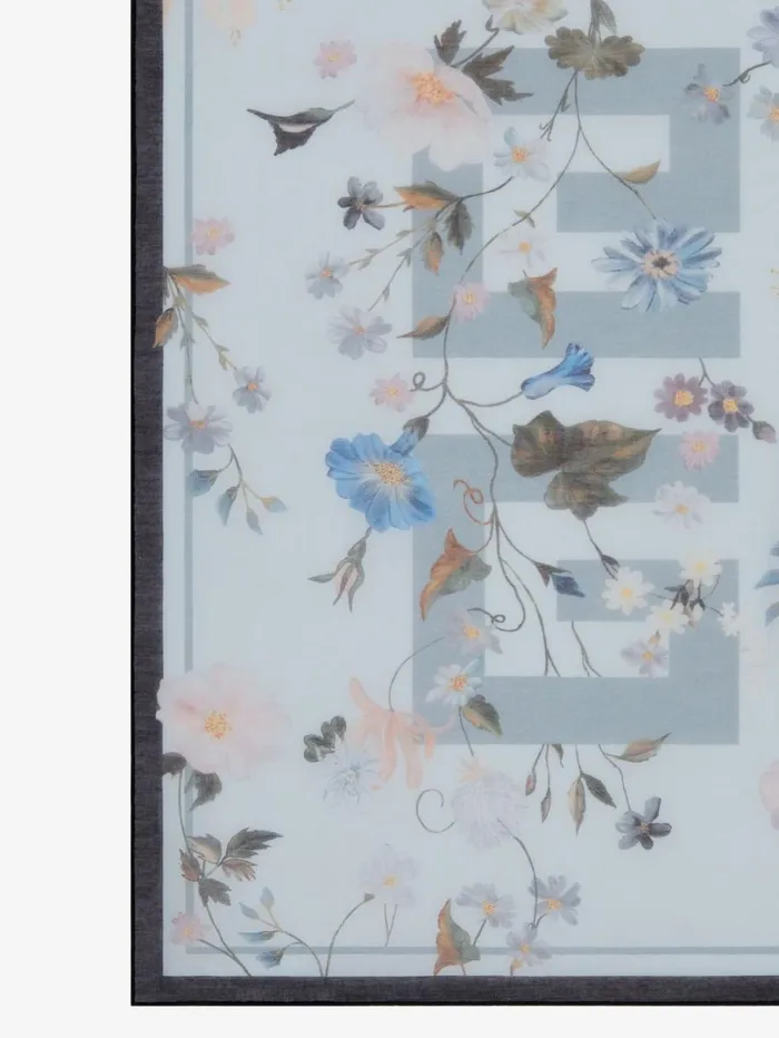 Givenchy Shawl In Silk And Cotton Jacquard With 4G Flowers Print Frost Women Scarves Givenchy Shawl In Silk And Cotton Jacquard With 4G Flowers Print Frost Women Scarves