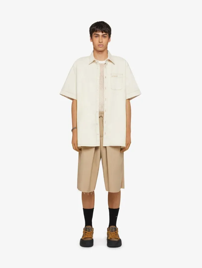 Givenchy Shirt In Denim Rtd Greige Men Shirts