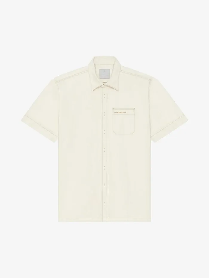 Givenchy Shirt In Denim Rtd Greige Men Shirts