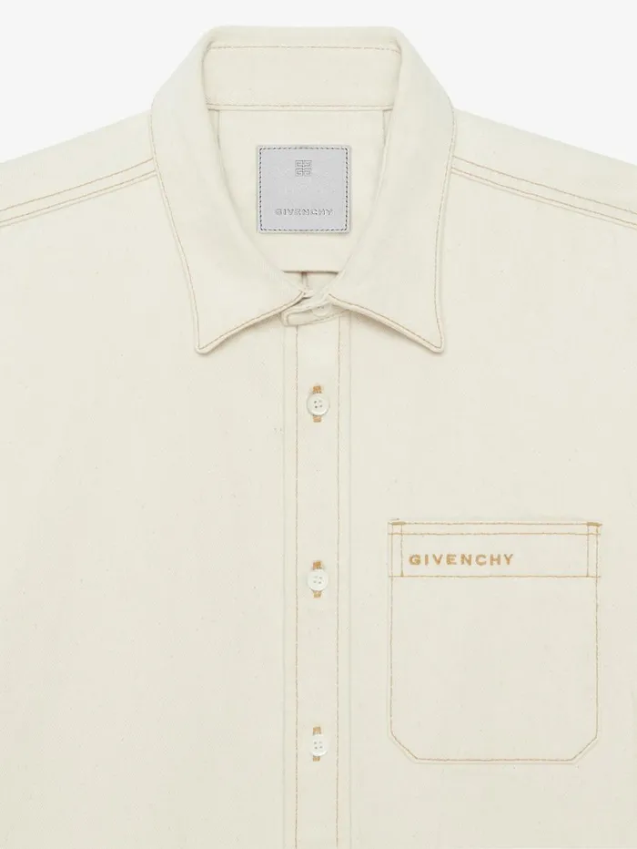 Givenchy Shirt In Denim Rtd Greige Men Shirts