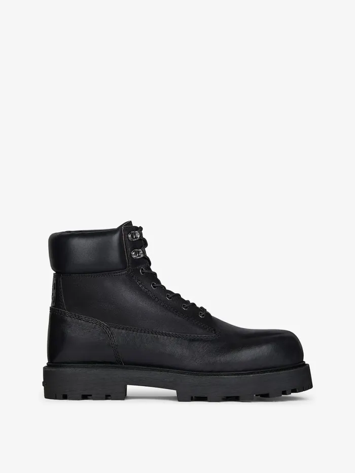 Givenchy Show Ankle Workboots In Shiny Leather Black Men Boots and Loafers